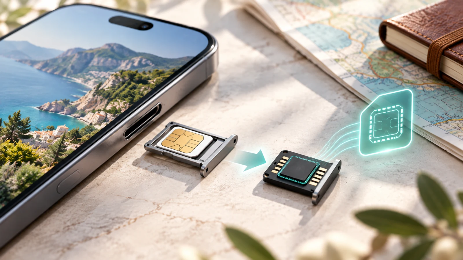 Phone beside SIM-style accessories illustrating mobile-plan choices