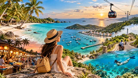 Editorial collage of Phu Quoc beaches and island travel